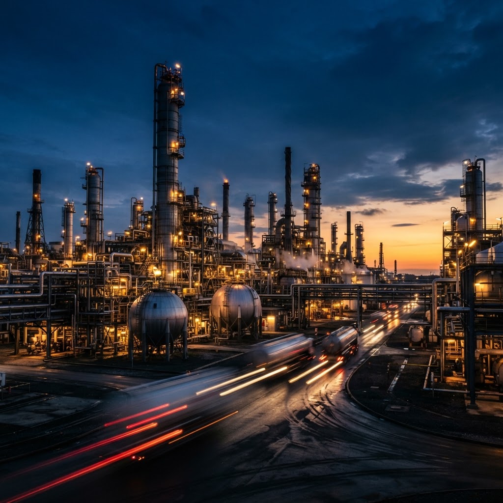 Refinery at dusk